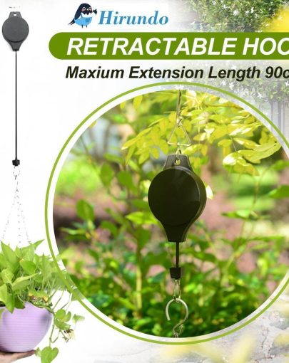 Hirundo Retractable Hook For Garden Baskets Pots, Birds Feeder